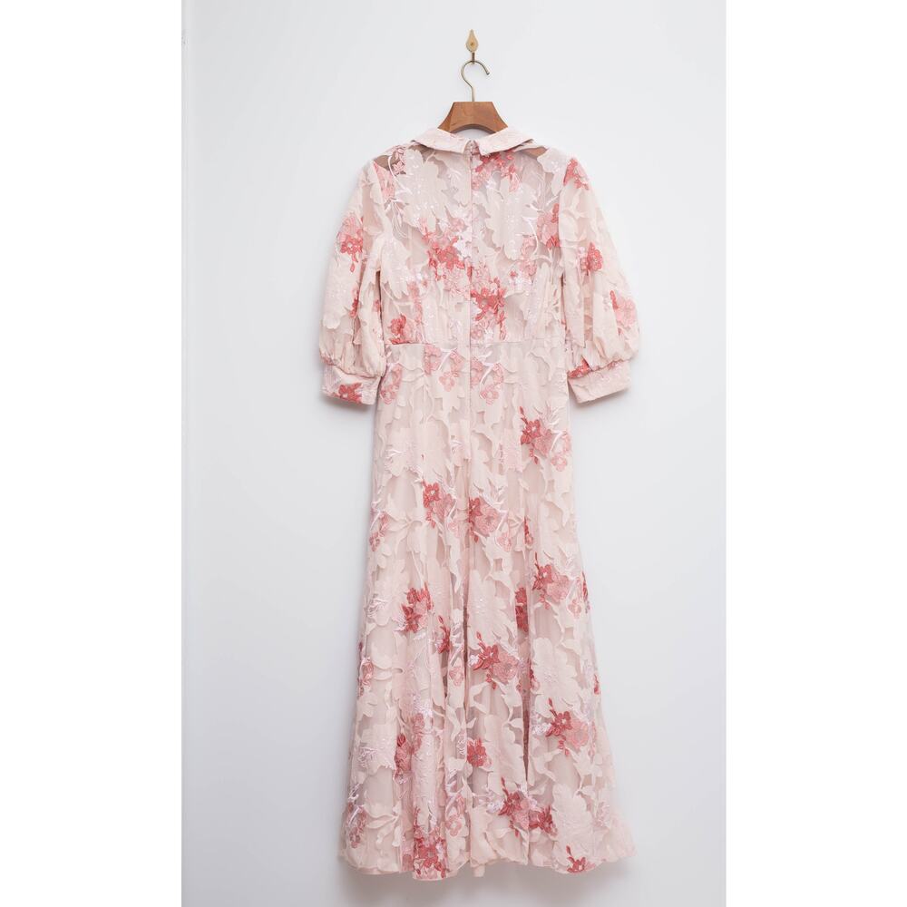 Badgley Mischka Blush Pink Floral V‑Neck Maxi Dress - Picture 6 of 11